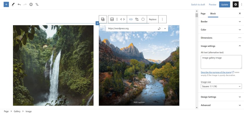 Gutenberg 11.4新功能详解：块间隙按钮填充画廊嵌套特色图像双色调