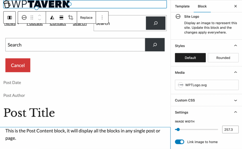 Gutenberg 15.7 将站点徽标上传添加到检查器控件