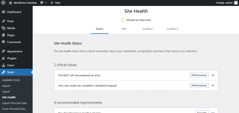 WordPress 5.8 扩展了站点健康接口