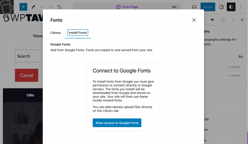 Gutenberg 16.7 引入字体管理