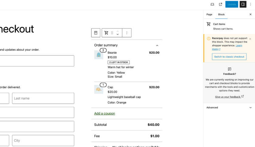 WooCommerce 8.3 在新安装中默认设置购物车、结帐和订单确认块