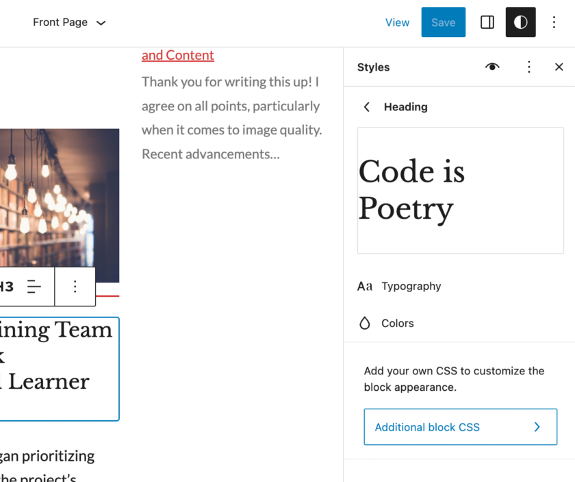 Gutenberg 15.1 添加了 Openverse 集成，新增区块自定义CSS