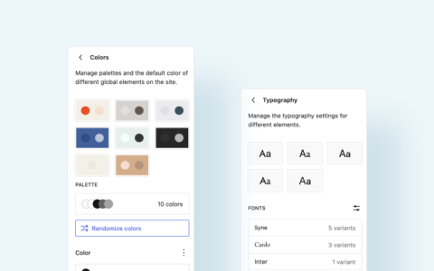 Gutenberg 17.9 新增全局样式颜色和排版预设