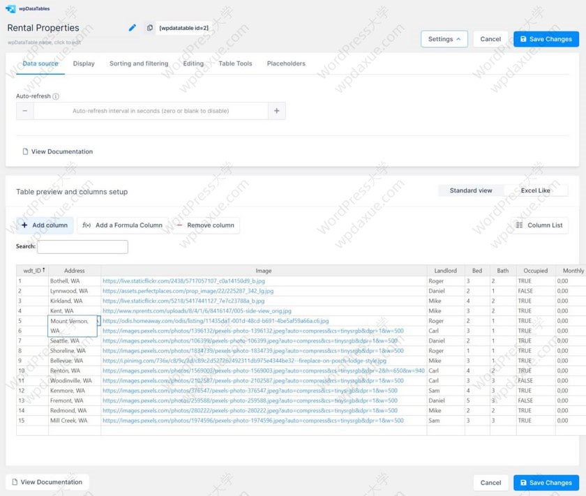 优秀的WordPress表格和图表插件 wpDataTables