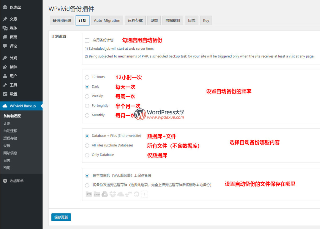 WPvivid Backup：网站备份、还原、搬家插件