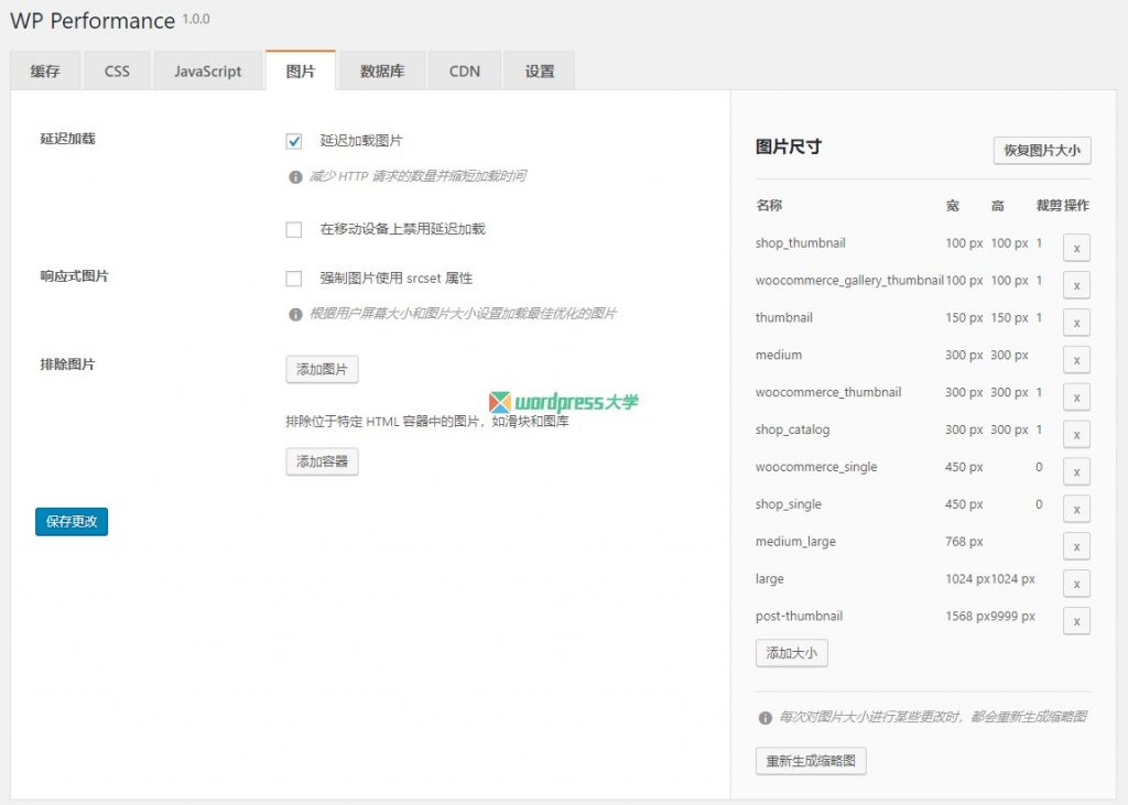 WP Performance：缓存页面、合并压缩JS、CSS、延迟加载图片等速度优化