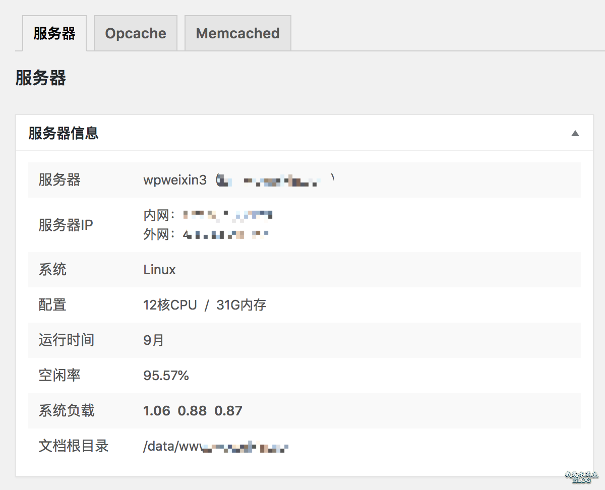 WPJAM Basic - 系统信息 - 服务器