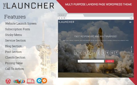 WordPress全能单页视差企业主题The Launcher推荐