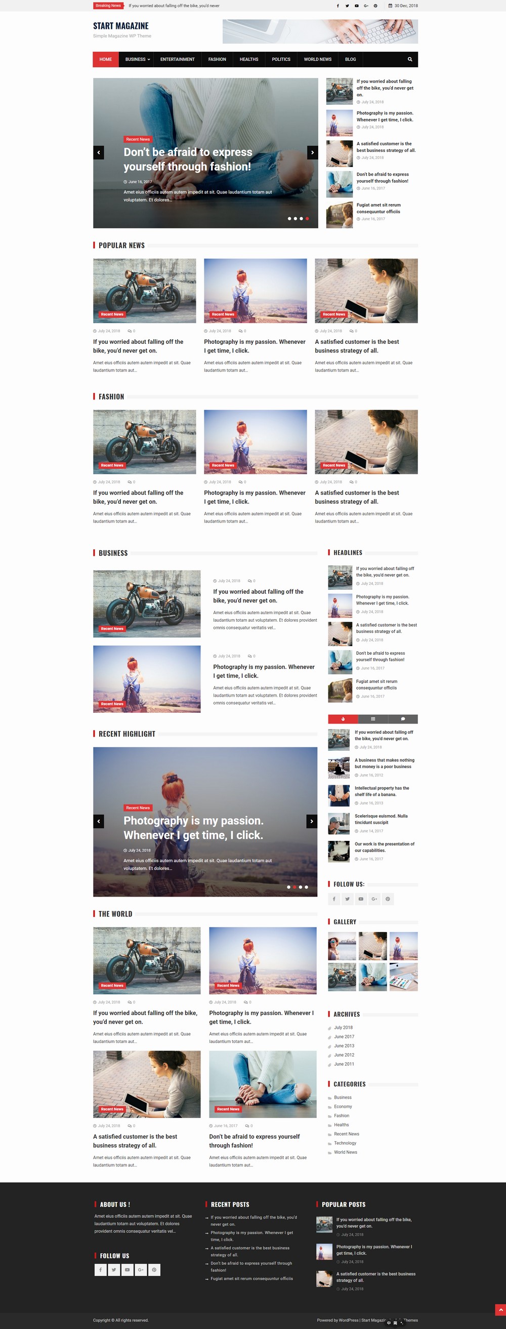 WordPress 免费杂志主题  Start Magazine