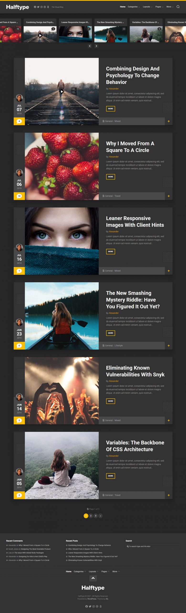 WordPress 暗色背景博客主题 Halftype