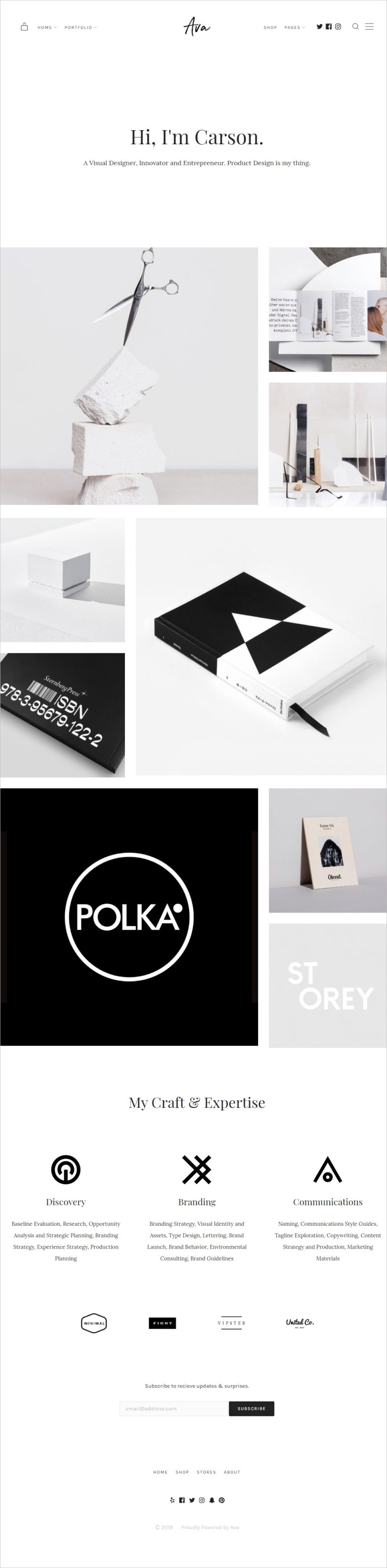 WordPress极简型作品展示和商城主题 Ava