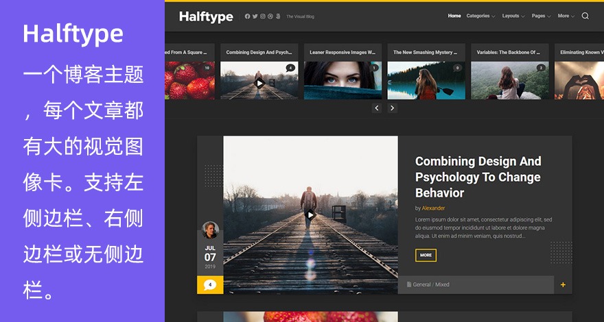 WordPress 暗色背景博客主题 Halftype