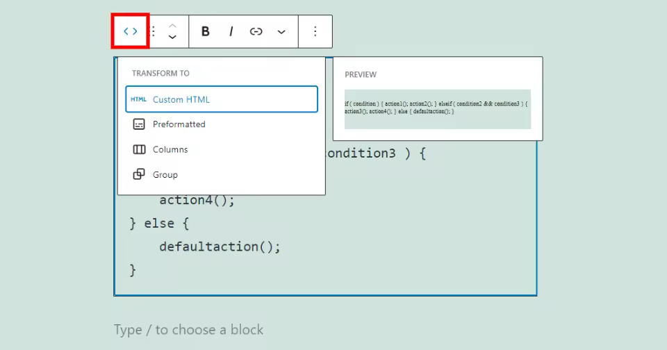 Change-Code-Block-Type-or-Style.pngo_
