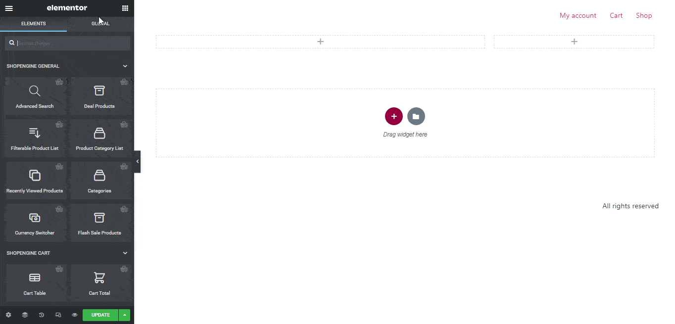 Drag-and-Drop-widgets-to-build-Cart-template