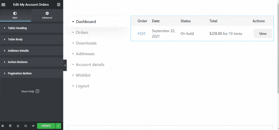 customize_my_account_orders_widget_with_elementor